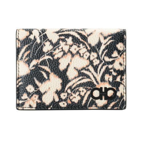 Salvatore Ferragamo Women`s Pebbled Leather Floral Print Card Wallet