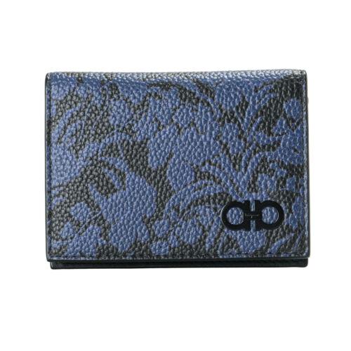 Salvatore Ferragamo Women`s Pebbled Leather Floral Print Card Wallet