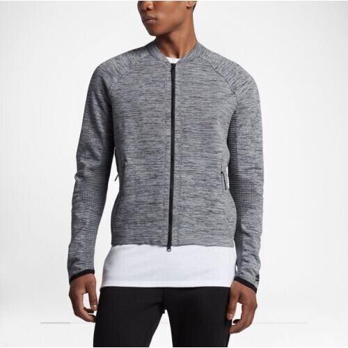 SZ XL Nike Men`s Tech Full Zip Jacket Knit Bomber Heather 832178-060