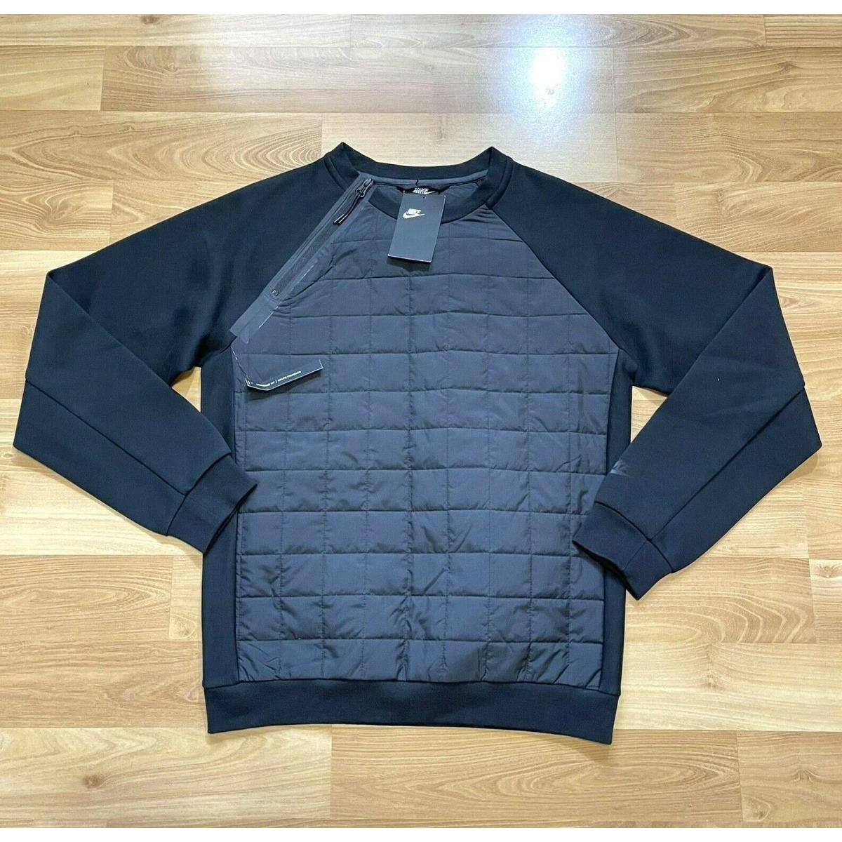 Nike Tech Pack Quilted Crew Size S Men Winter Sweatshirt Black BV3697-010