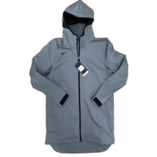 Nike Mens Sz M-tall Shield Full Zip Hooded Jacket AJ6719-065 Repel Bsktbll Gray