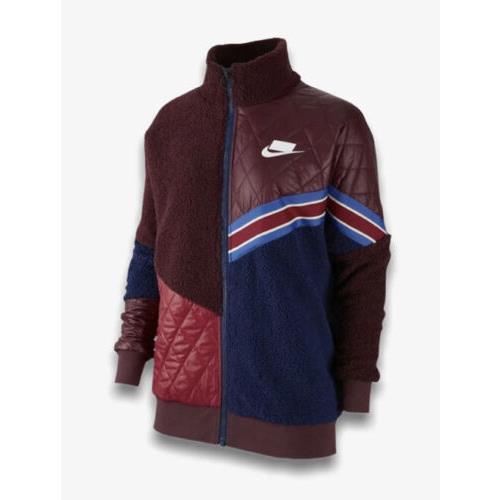 Nike Sportswear Sherpa Track Jacket BV3040-681 Women s Large Burgundy