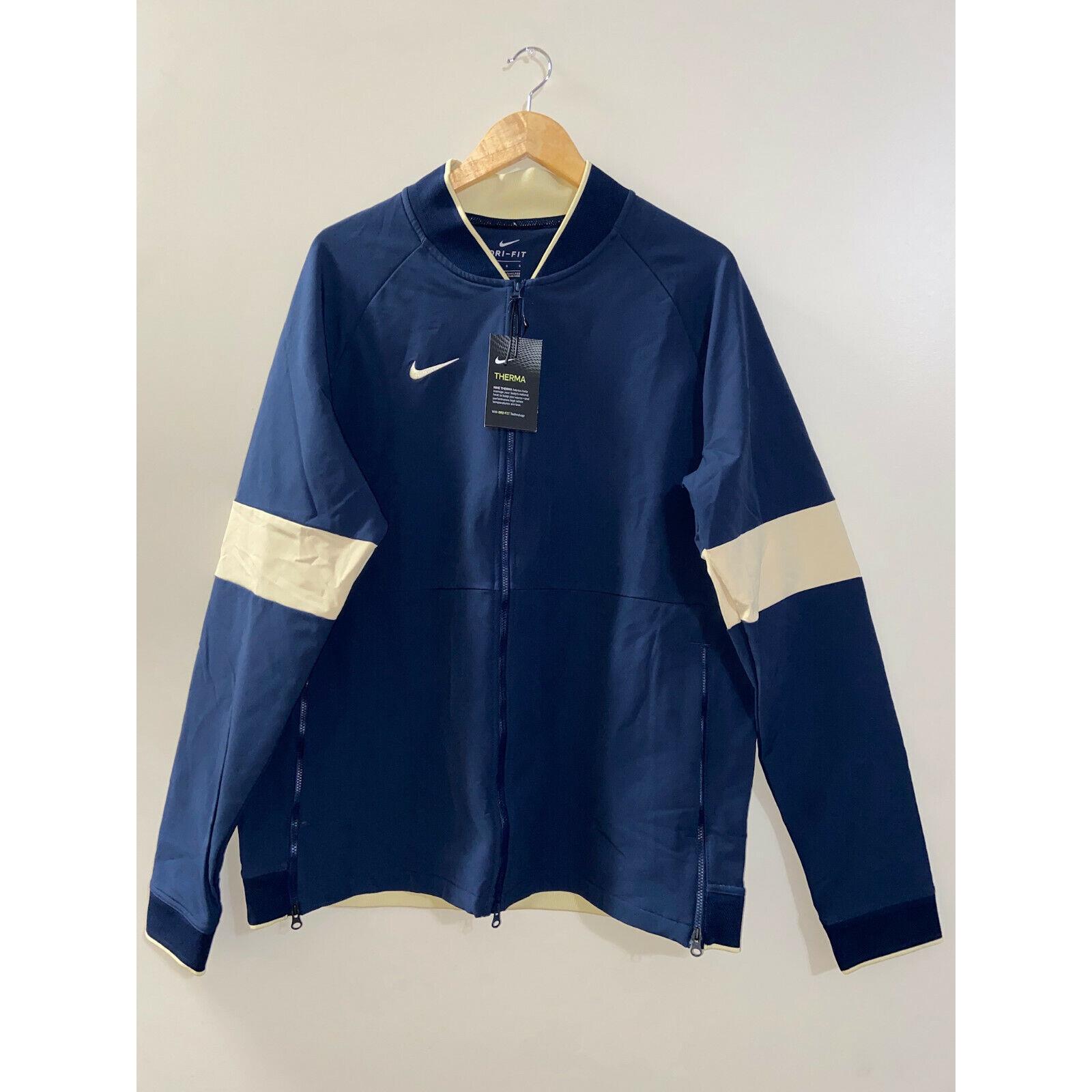 Nike Therma Midweight Football Coach Jacket Navy Gold Notre Dame AO5854-422 L