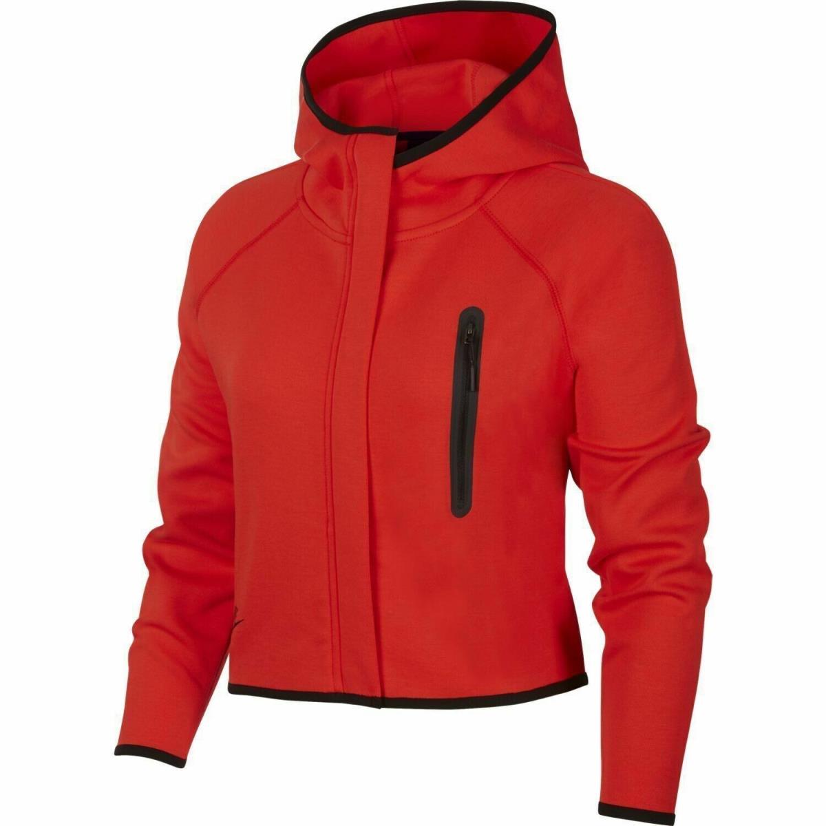 Nike Sportswear Women s Size XS Tech Fleece Crop Cape Hoodie BV3396-600 Red