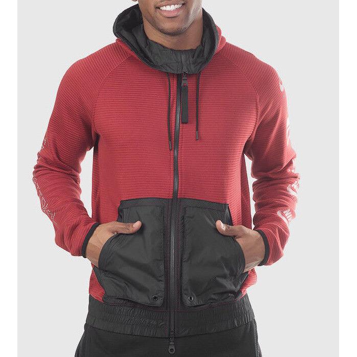 Nike International Men`s Dark Cayenne/black Full-zip Hoodie 802480-674 Size XL