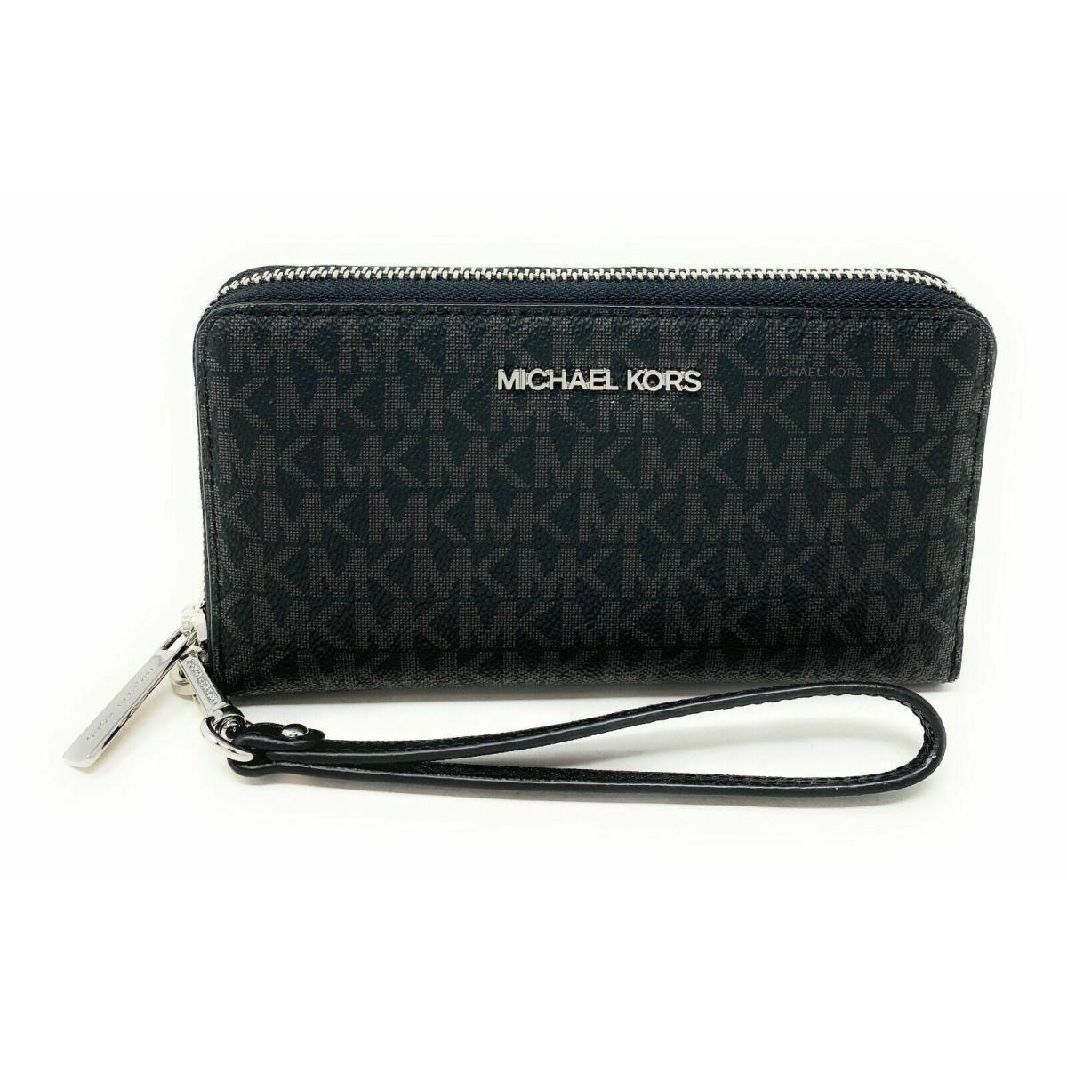 Michael Kors Jet Set Travel Signature Phone Wallet Wristlet Black 35F8STVW9B