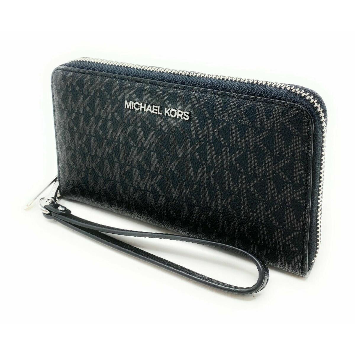 Michael Kors Jet Set Travel Signature Phone Wallet Wristlet Black 35F8STVW9B Y