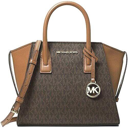 Michael Kors Women Small Pvc Satchel Crossbody Purse Handbag Bag Messenger Brown