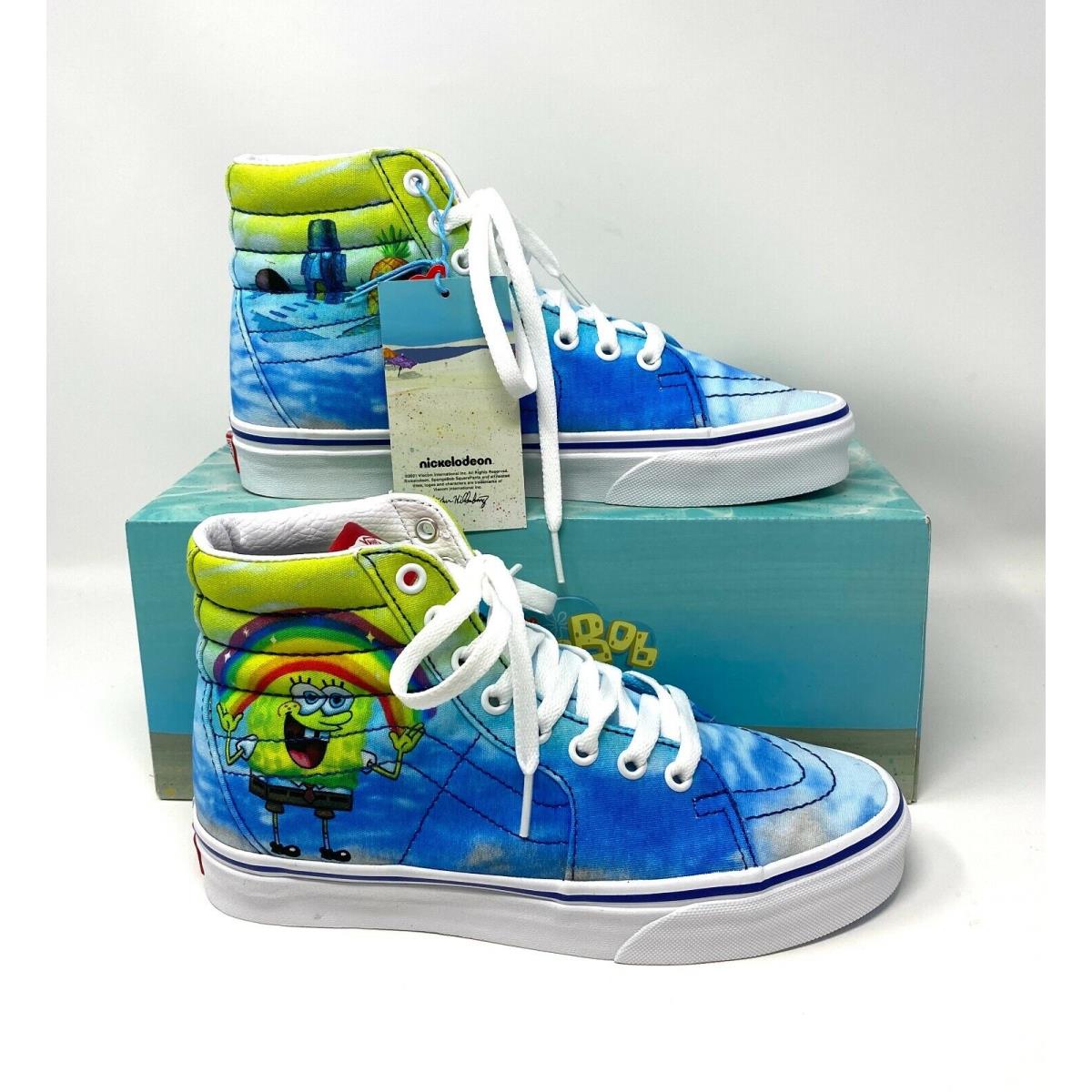 Vans X Spongebob SK8-Hi 38 DX Shoes Blue Sea Canvas Sneakers Men`s VN0A32QGZAW