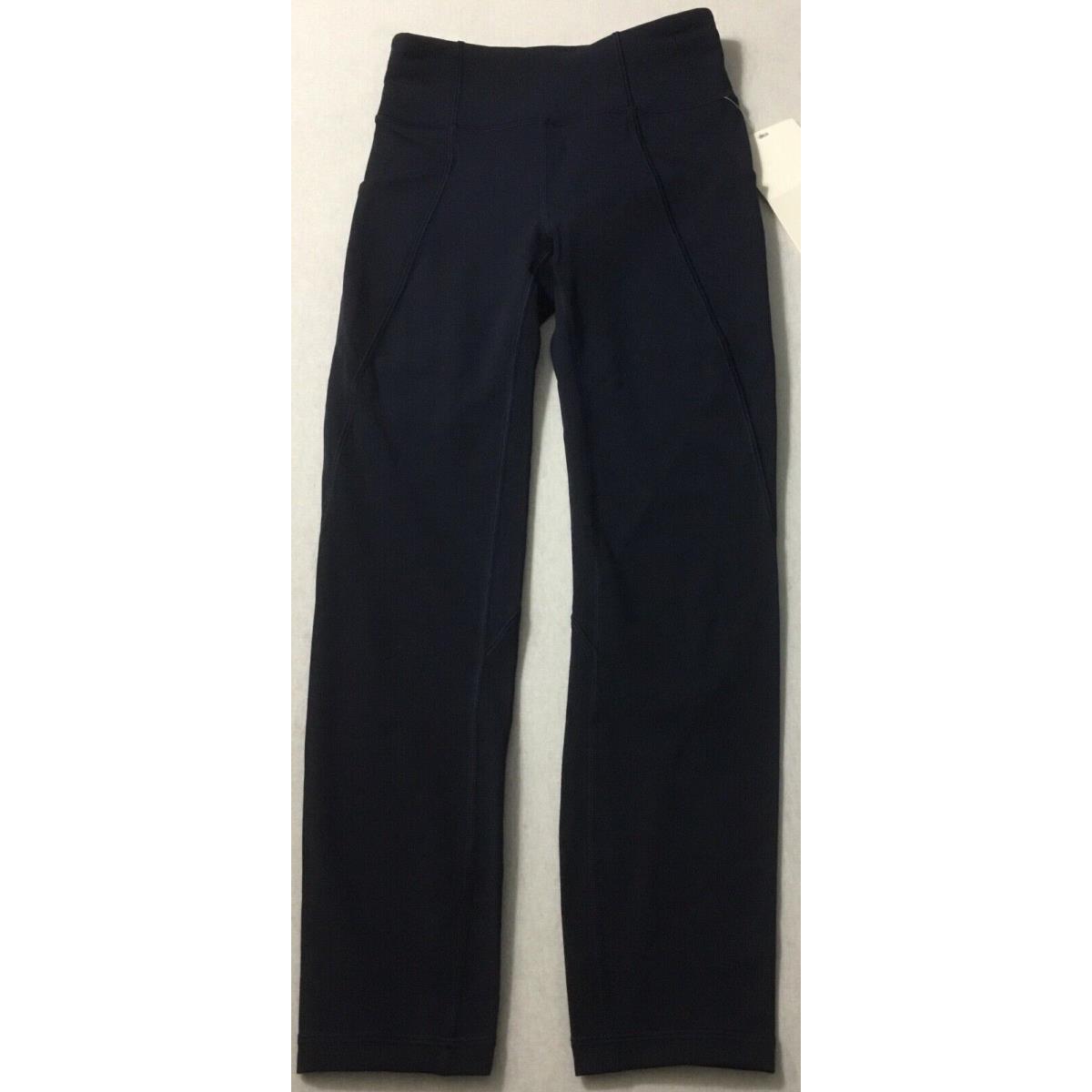 Lululemon Time To Sweat Crop 23 Luxtreme LW6BA0S Trnv Navy Blue Size 4