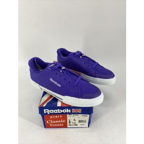 Vintage Women`s Reebok Classic Tennis Npc Canvas Shoe Violet Size 8.5