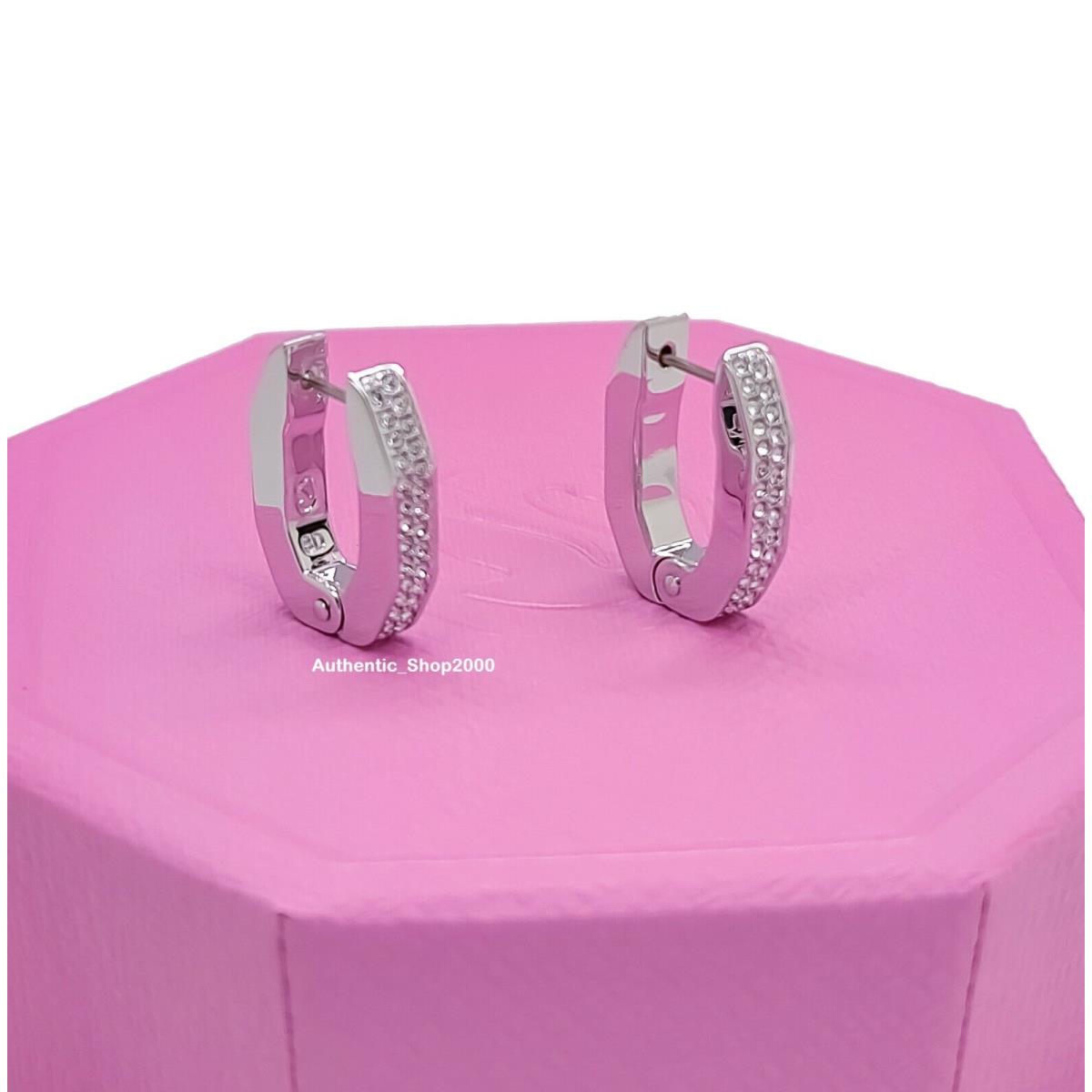 Swarovski Rhodium Octagon Pav Crystals Small Dextera Hoop Earrings 5618307