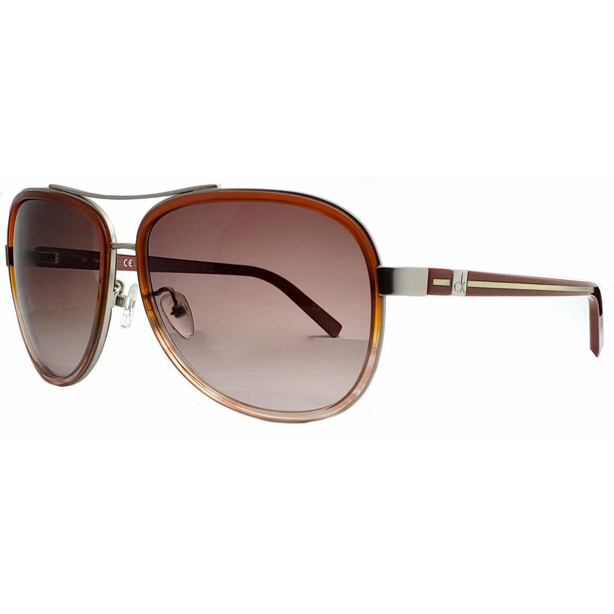 Calvin Klein CK1191SA-245 Women`s Silver/brown Sunglasses Brown Gradient Lens