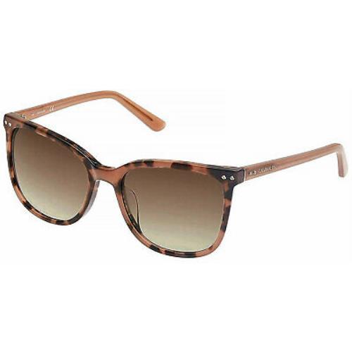 Calvin Klein CK18507S-665 Women`s Peach Tortoise Sunglasses Grey Brown Gradient