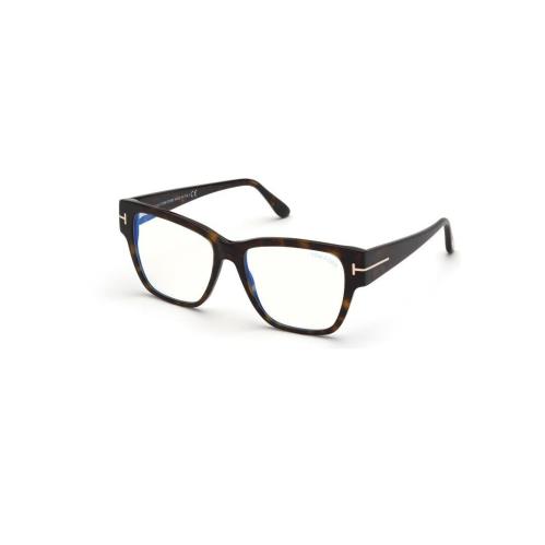 Tom Ford FT5745B 052 Shiny Classic Dark Havana Blue Block Square Eyeglasses