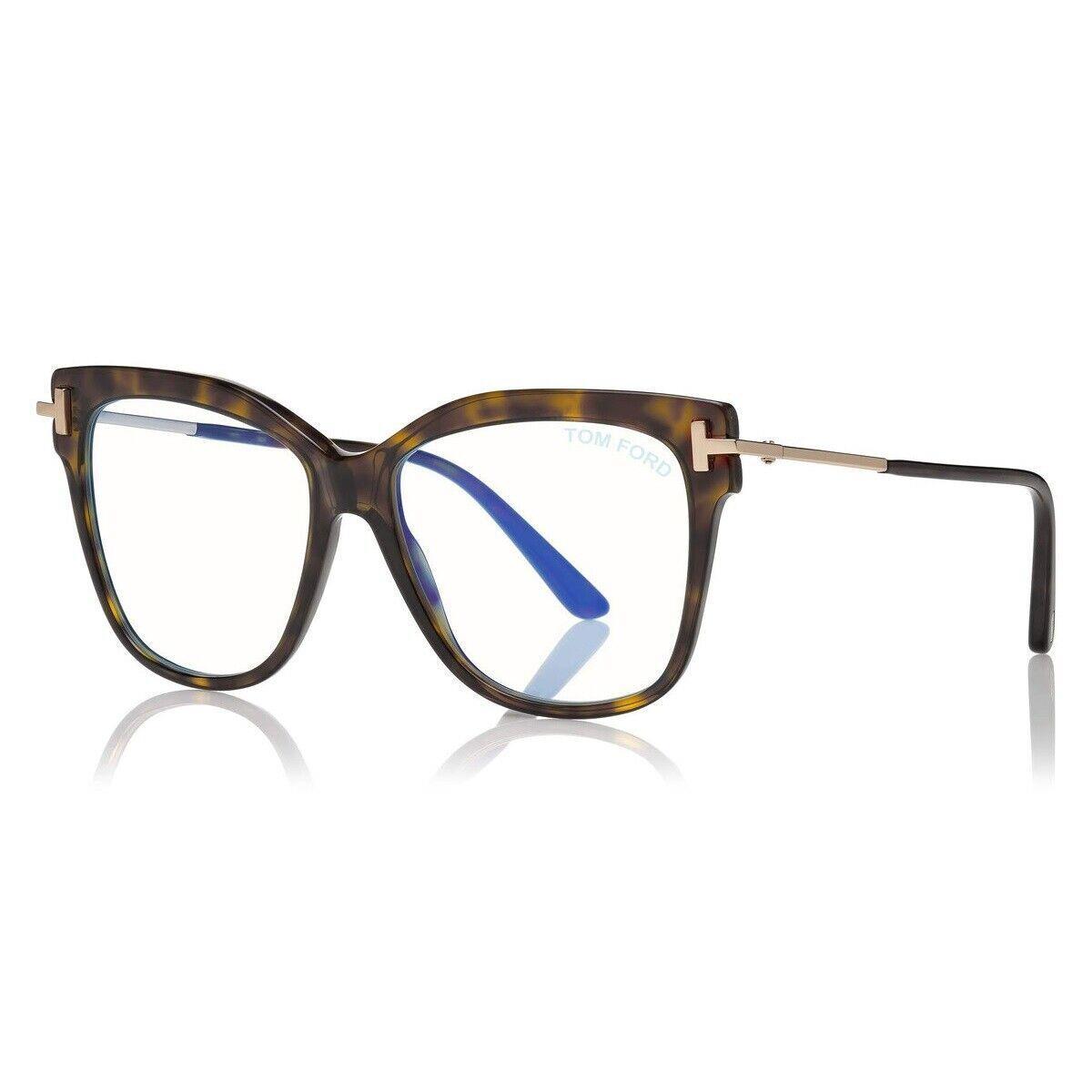 Tom Ford FT5704-B 052 Classic Dark Havana/rose Gold/blue Block Lenses 54mm