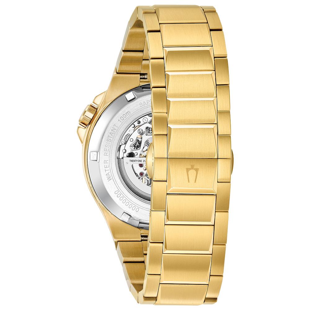 Bulova Maquina Automatic Gold Tone Skeleton Dial Men`s Watch 98A178