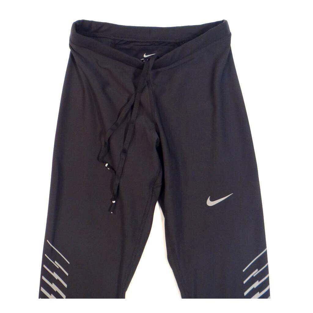 Nike Dri Fit Black Reflective Long Running Tights Men`s - Black