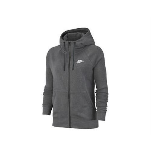 Nike Sportswear Essential Full-zip Fleece Grey/white Women`s Hoodie BV4122-071