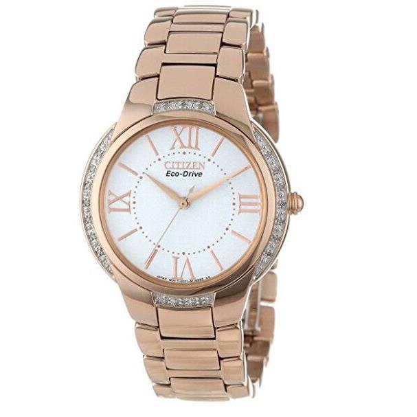 Citizen Eco Drive Women`s Ciena Diamond Rose Gold Bracelet Watch EM0093-59A