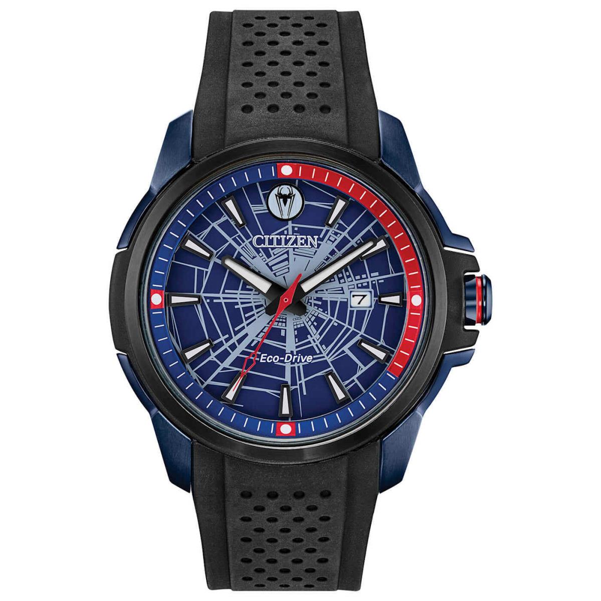 Citizen Men`s Eco-drive Marvel Spider Man Calendar 44mm Watch AW1156-01W