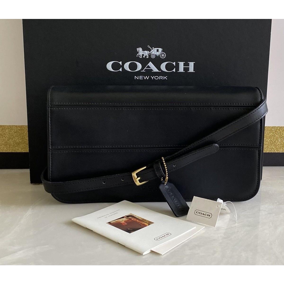 Coach Vintage Black Leather Convertible Clutch Shoulder Bag 9091