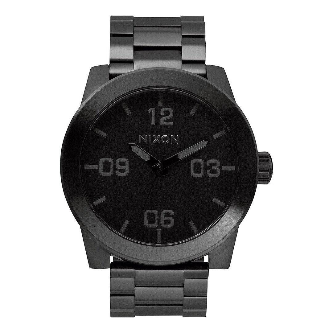 Nixon A346-001-00 Corporal SS All Black Men`s Luxury Steel Analog Watch - Dial: Black, Band: Black, Bezel: Black