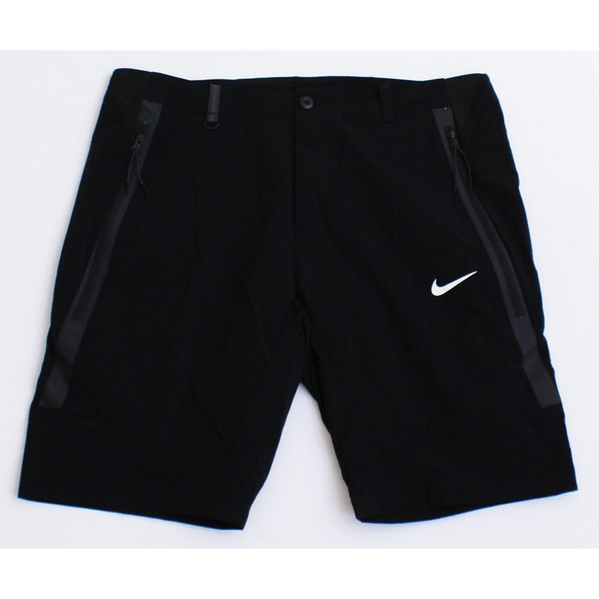 Nike Black Nylon Stretch Tech Athletic Shorts Button Fly Men`s