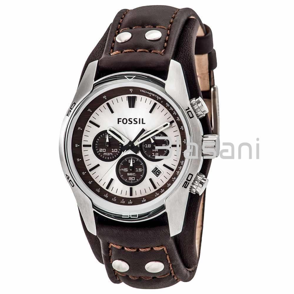 Fossil CH2565 Men`s Coachman Quartz Stainless Steel Brown Cuff Watch 45mm