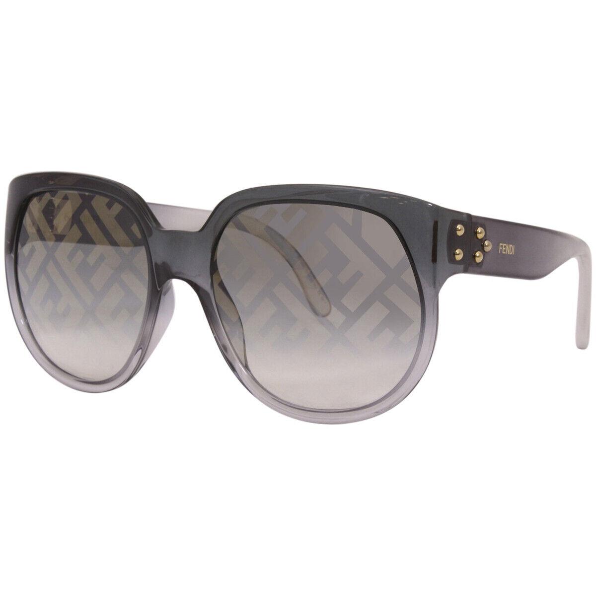 Fendi FF0403/G/S KB77Y Gray Round Gray/gold Decor Mirror 60-20-135mm Sunglasses - Frame: Gray, Lens: Gray Mirror