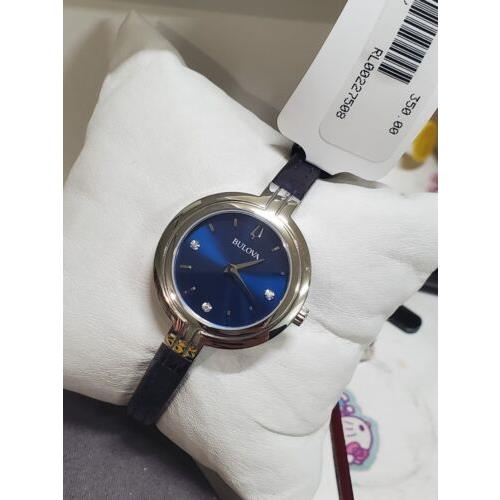 Bulova Rhapsody Blue Women`s Watch - 96P212 - Dial: Blue, Band: Blue, Bezel: Silver