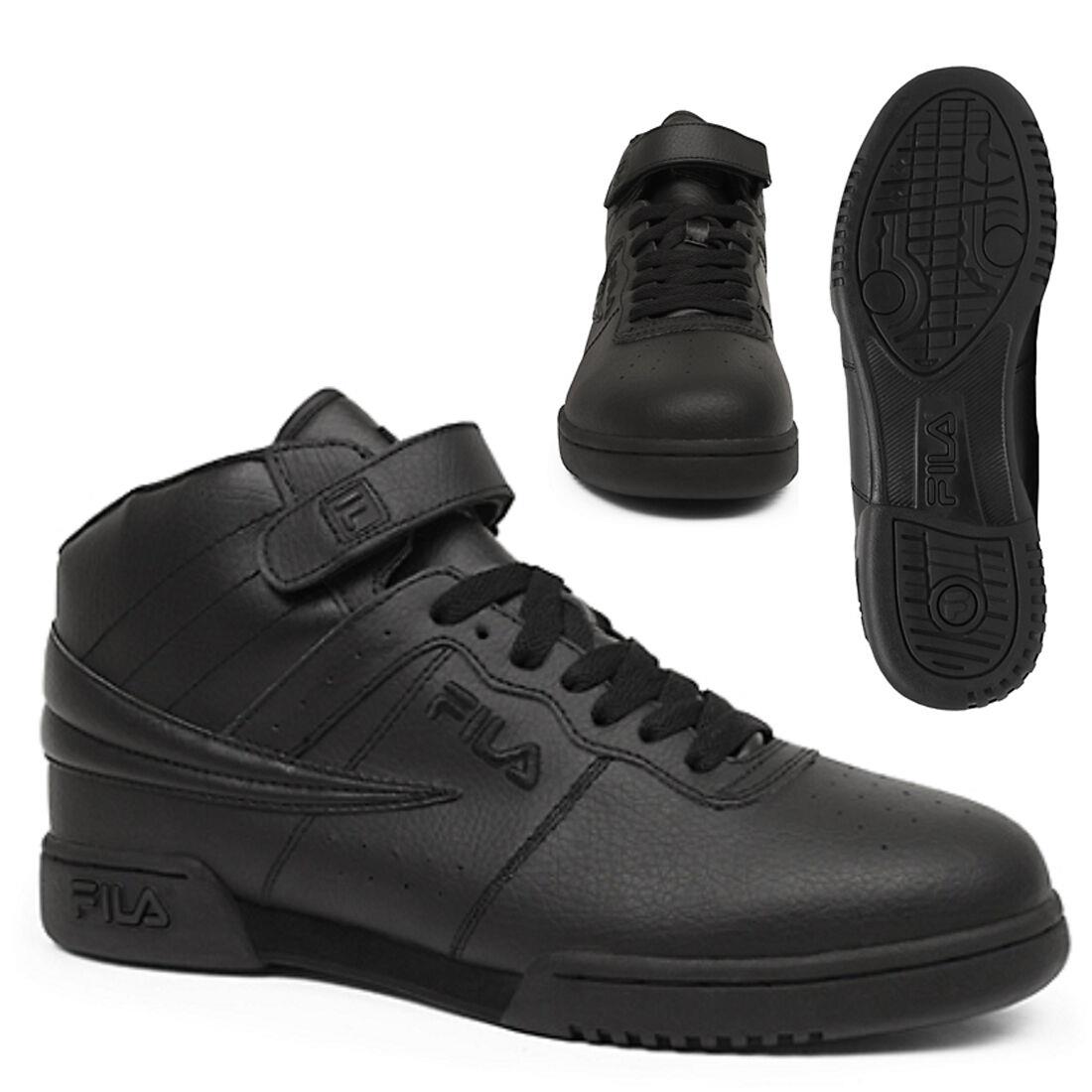 Mens Fila F13 F-13 Classic Mid High Top Basketball Shoes Sneakers White Black BLACK