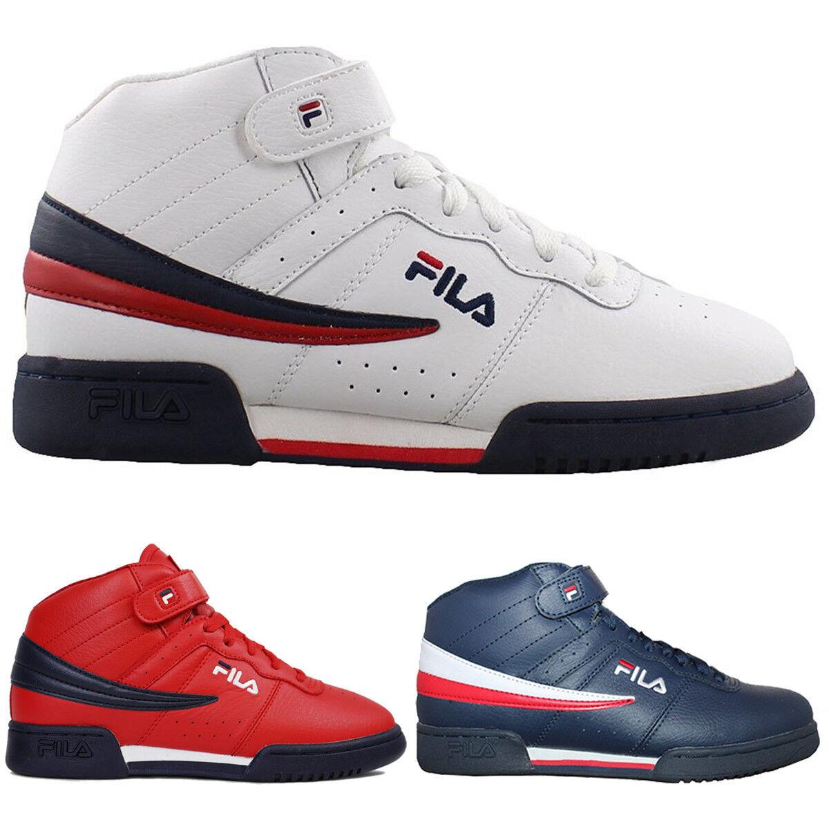 Fila F13 F-13 Classic Mid High Top Basketball Shoes Navy Red 1VF059LX RED