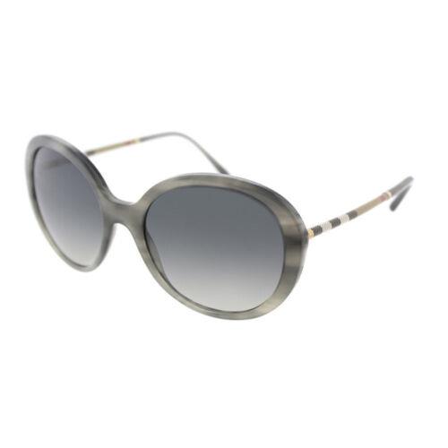 Burberry BE4239Q 3658T3 Striped Grey Plastic Sunglasses Grey Gradient Polarized