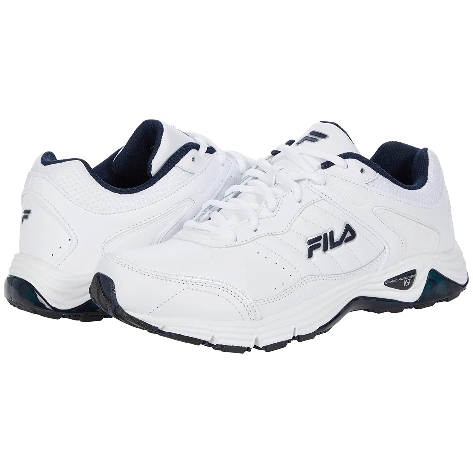 Man`s Sneakers Athletic Shoes Fila Sporter White/Fila Navy/Metallic Silver