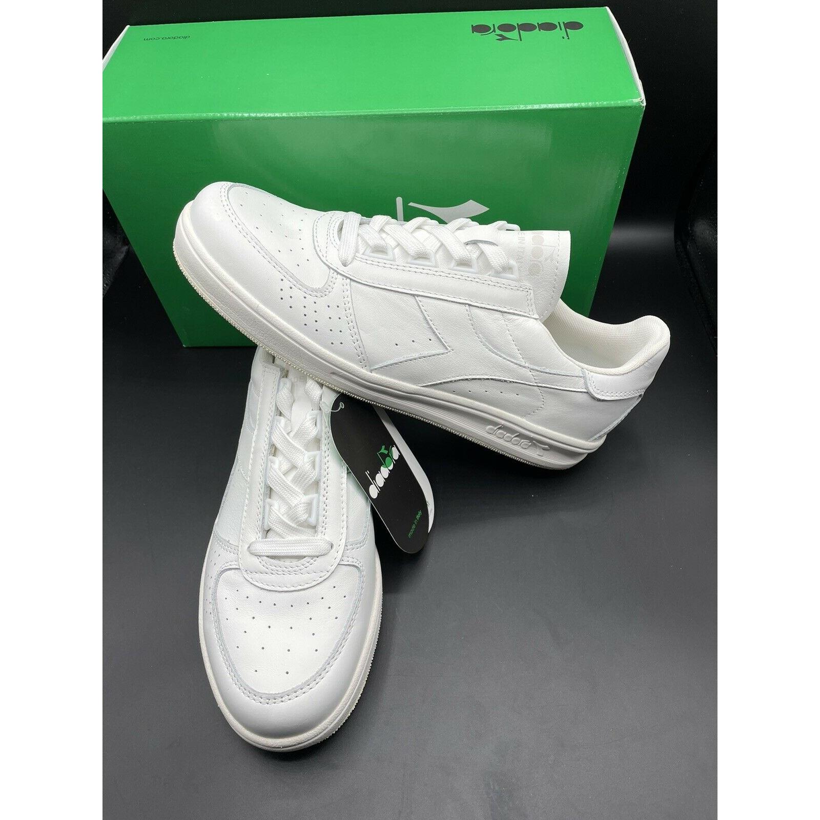 Diadora B Elite Triple White Leather Men`s Size 9 Tennis Shoes