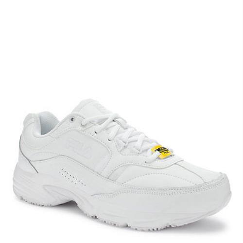 The Fila Memory Workshift Slip Resistant Shoes in White in Sizes 6.5 to 15