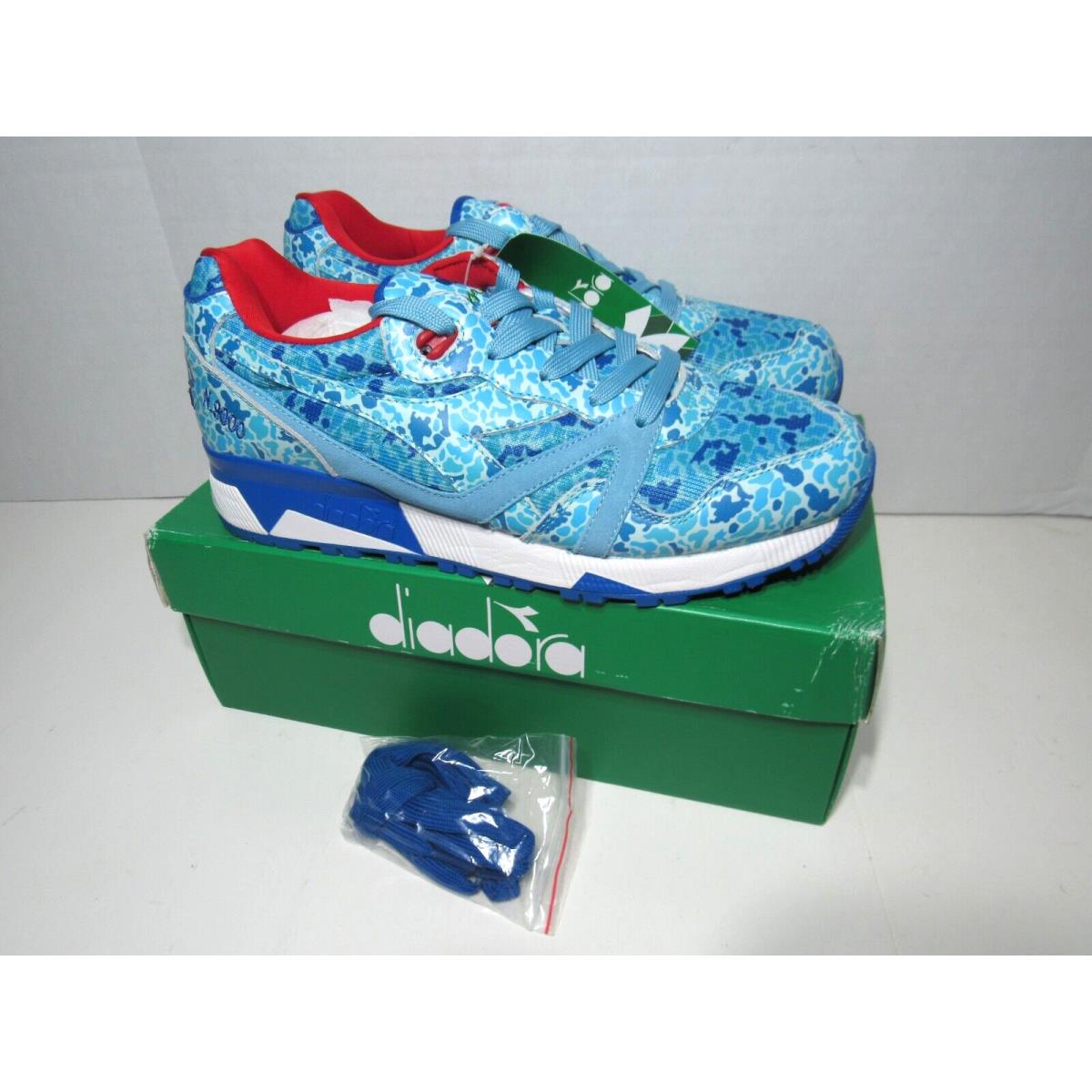 Diadora N9000 Heritage Avio Aqua Blue Camouflage Low Sneakers Mens Size 9.5