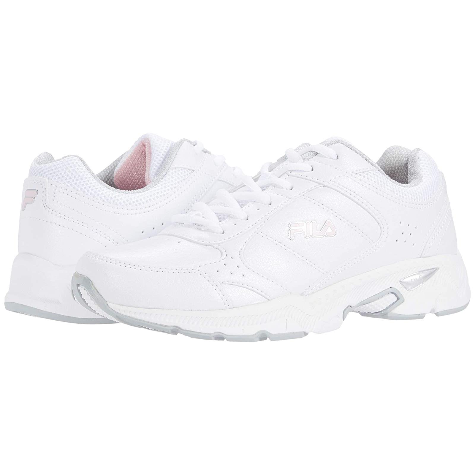 Woman`s Sneakers Athletic Shoes Fila Memory Valant 5 White/Pink/Metallic Silver