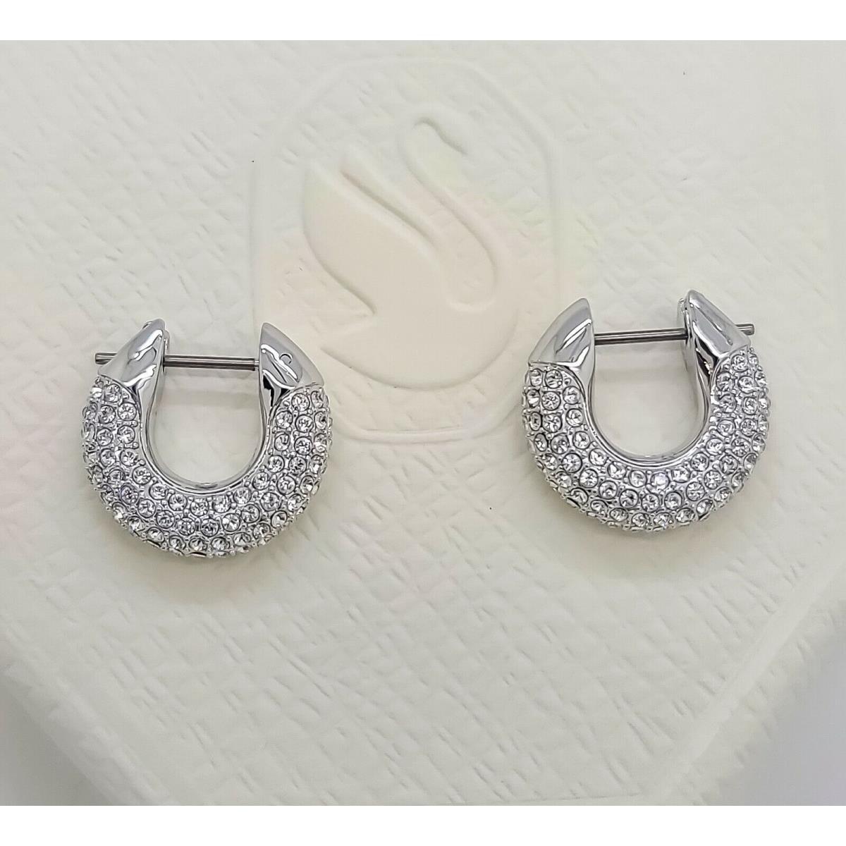 Swarovski Ruthenium Black White Pav Dextera Hoop Earrings 5620222 5618306 5618306 White