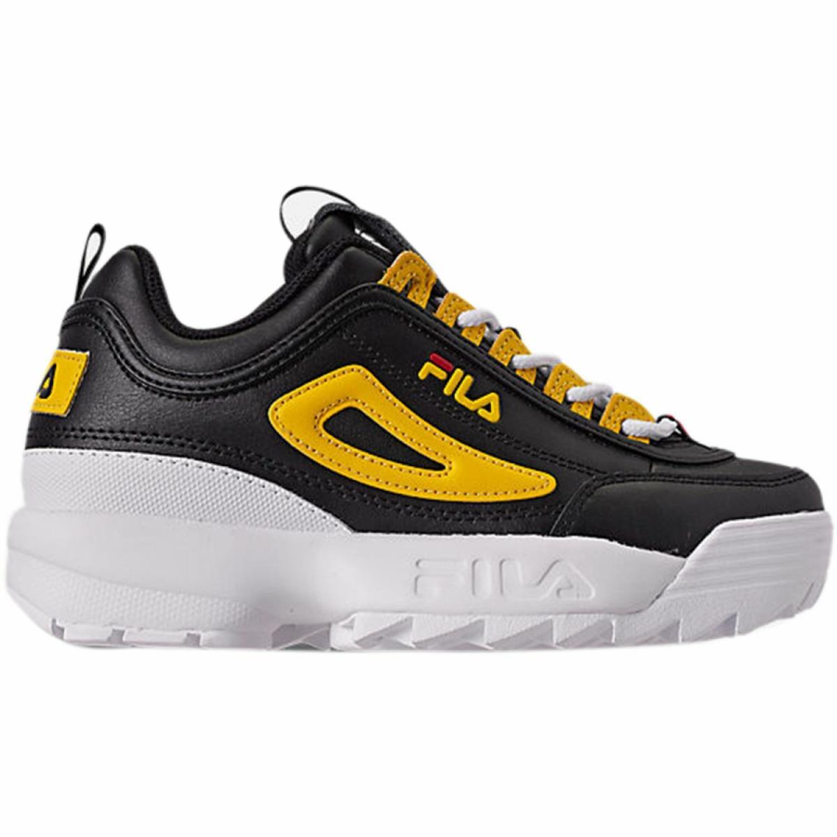 Fila Disruptor II Big Kids 3FM00702-016 Black Lemon Yellow White Shoes Size 5