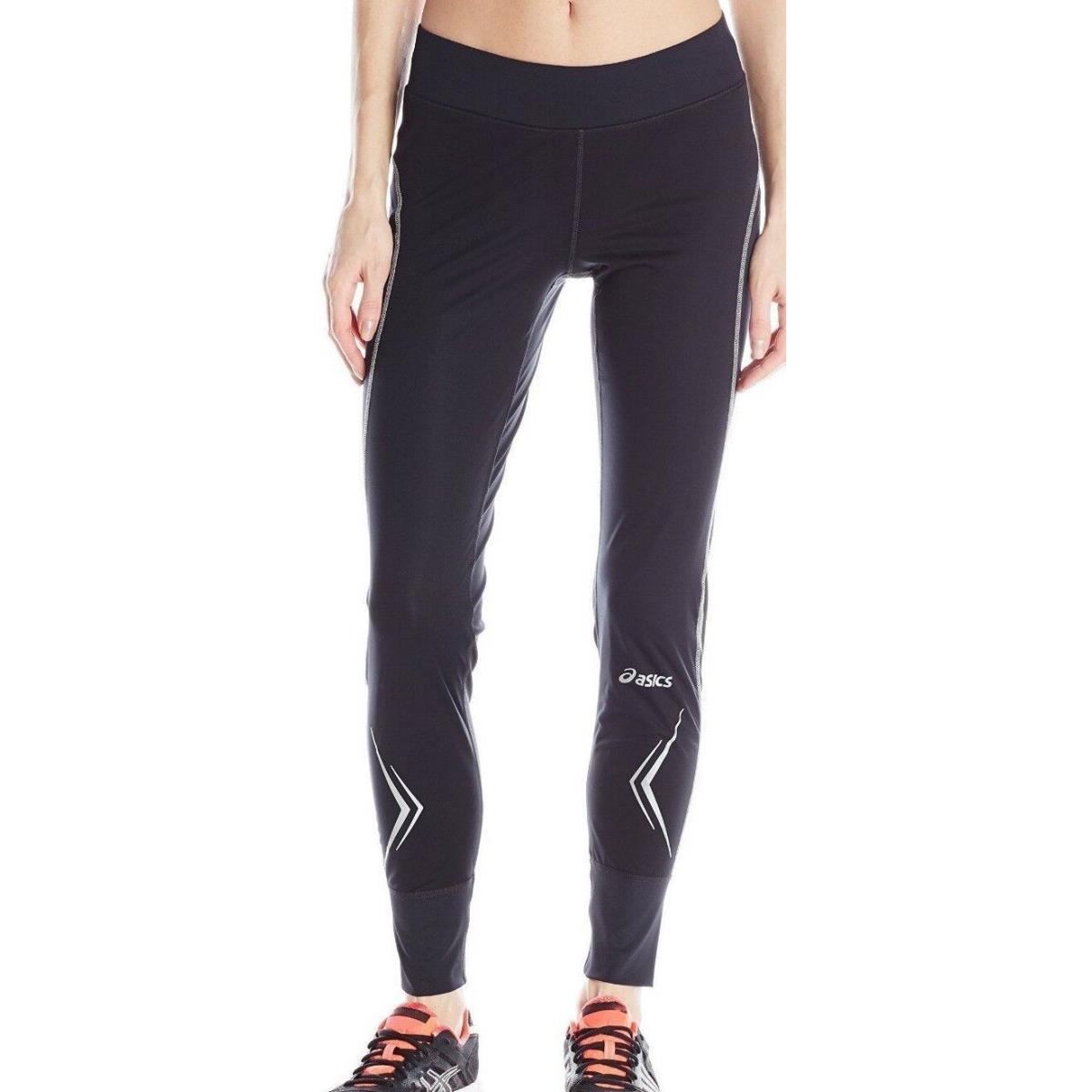 Asics Lite-show Womens Polyester Reflective Tights Large Black
