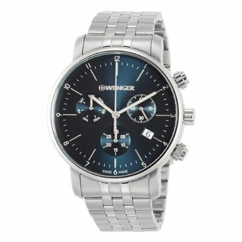 Wenger Urban Classic Chronograph Blue Dial St. Steel Men`s Watch 01.1743.105