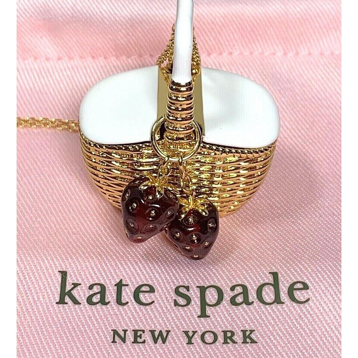 Kate Spade Picnic Perfect Basket Long Necklace Strawberry Tutti Fruity New