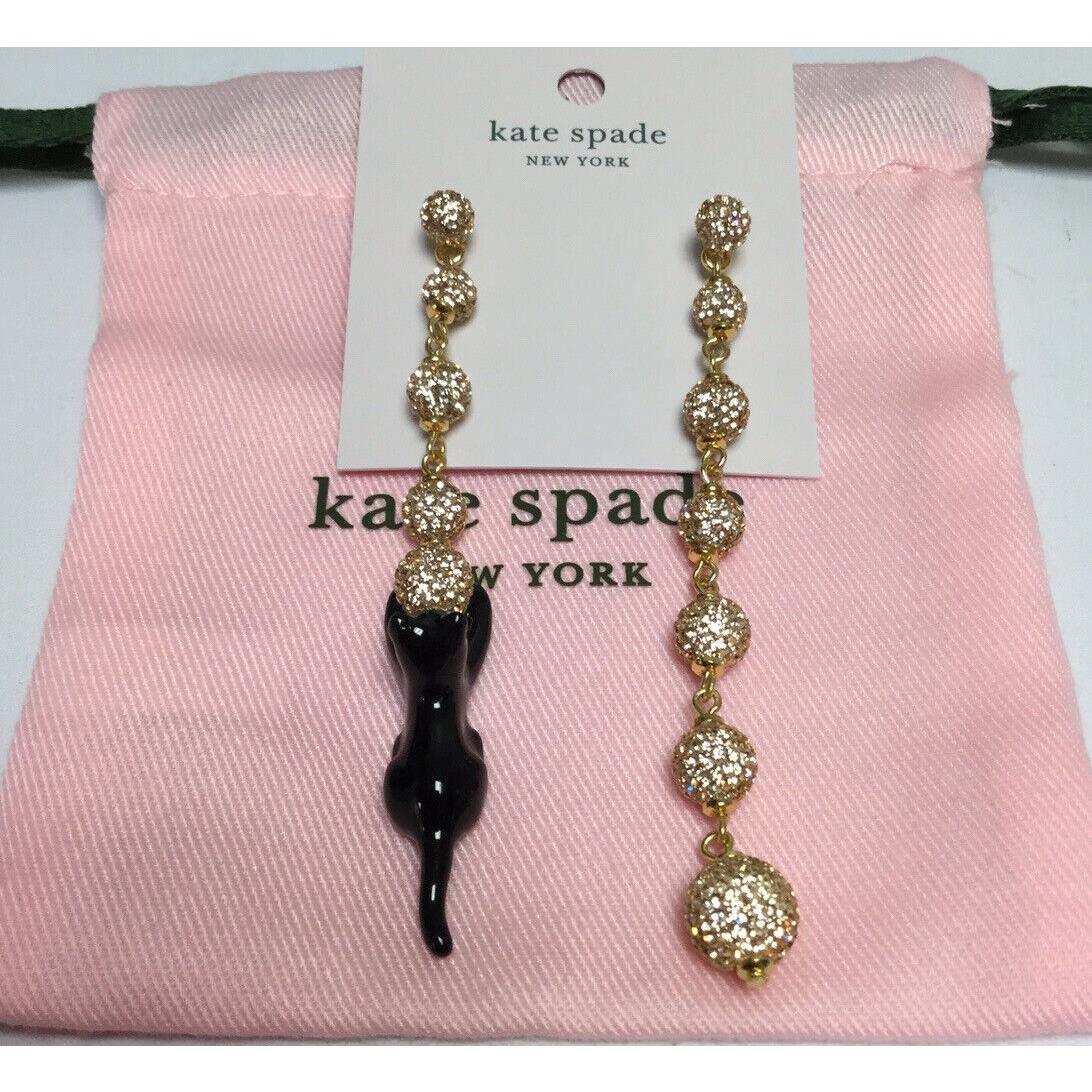 Kate Spade New York House Cat Pav Linear Earrings w/ KS Dust Bag New