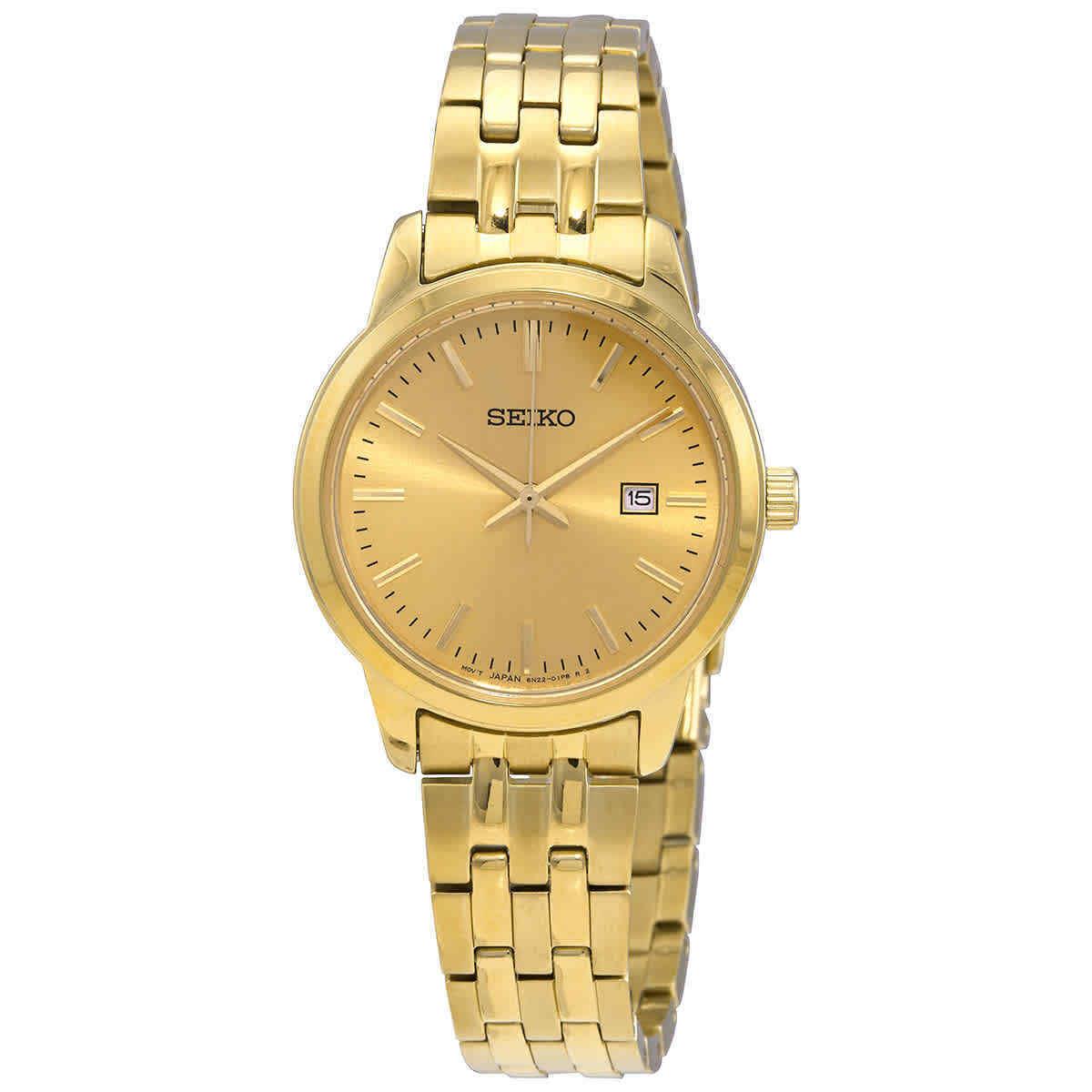 Seiko Essentials Quartz Champagne Dial Ladies Watch SUR444