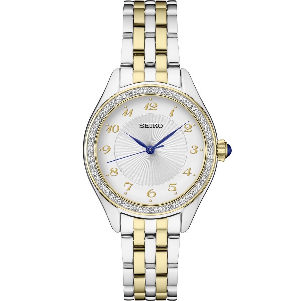 Seiko Essentials Womens Two Tone Crystals Watch SUR392