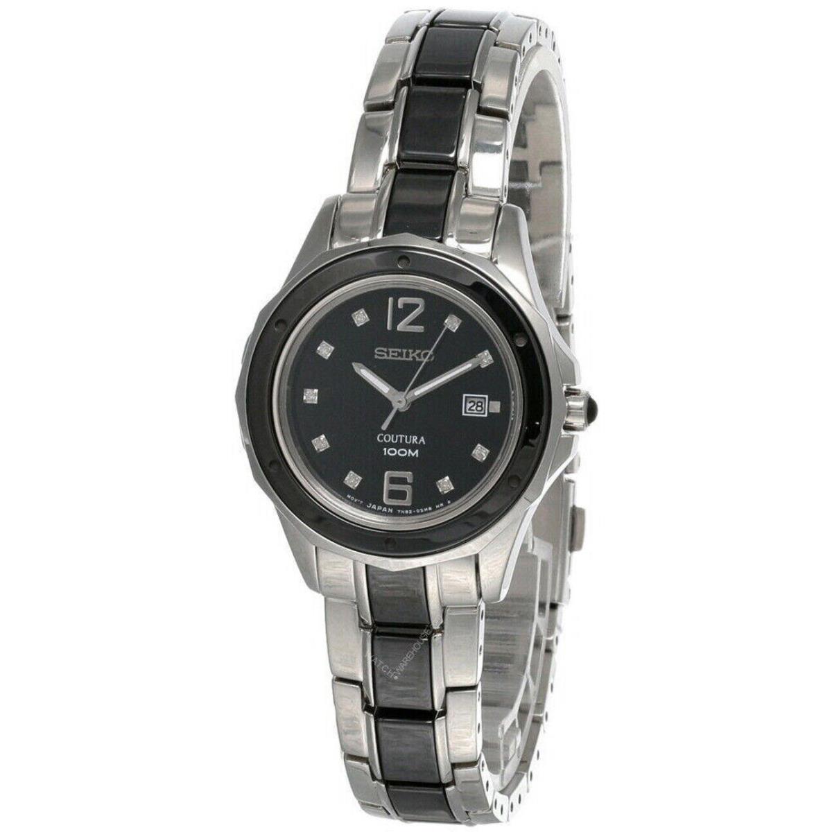 Seiko Coutura Black Dial Stainless Steel with Ceramic Women`s Watch SXDF01