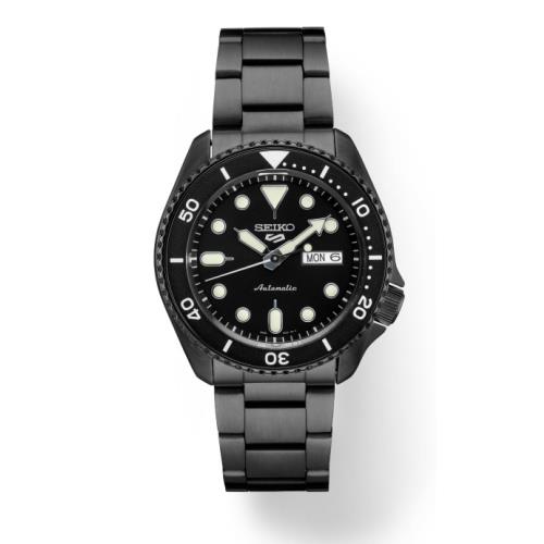 Seiko 5 Sports Black Dial Stainless Steel Case/black Coating Men`s Watch SRPD65 - Dial: Black, Band: Black, Bezel: Black