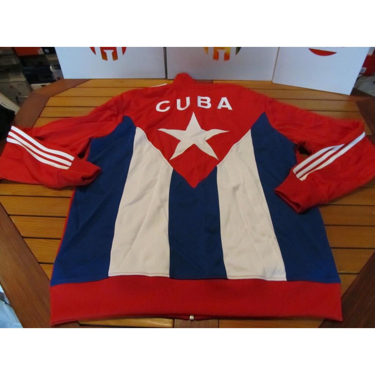 Adidas Originals Cuba TT Track Jacket Trefoil Red Blue XL 232235 Soccer | 692740378053 Adidas Cuba - Red SporTipTop